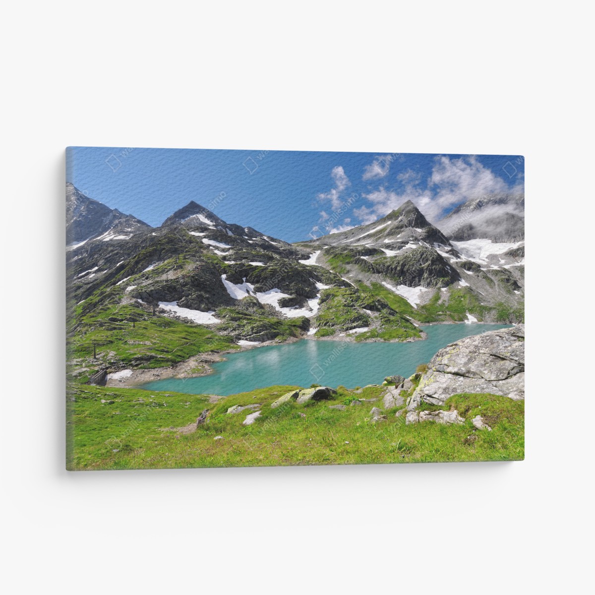 Canvas print alpine turquoise mountain lake panorama