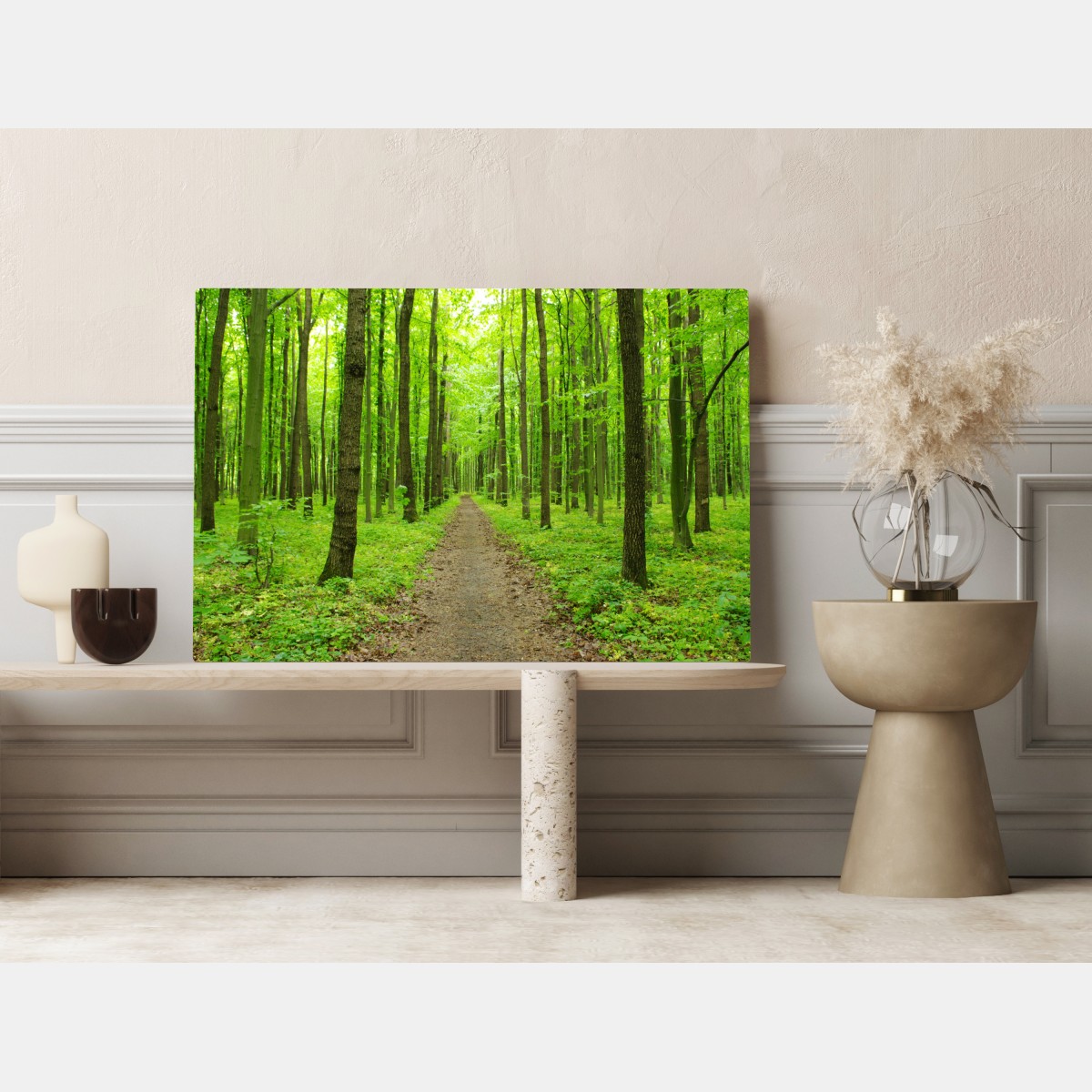 Obraz na płótnie spokojna zielona ścieżka w lesie – Wallissimo® Obraz na płótnie spokojna zielona ścieżka w lesie – Wallissimo®