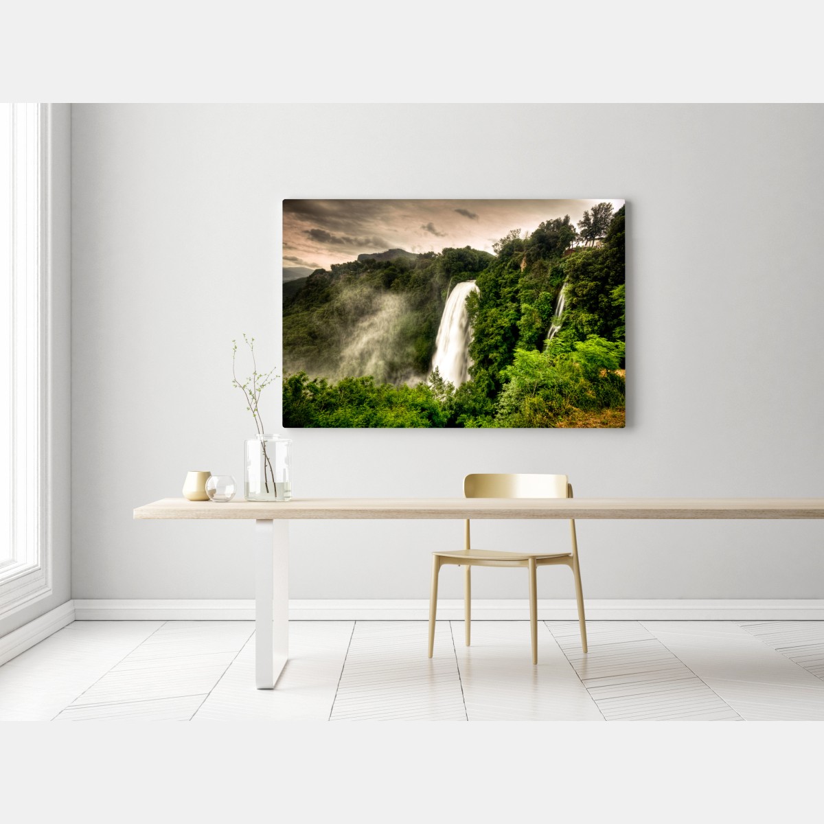 Obraz na płótnie wodospad Marmore w Umbrii: mglista zieleń – Wallissimo® Obraz na płótnie wodospad Marmore w Umbrii: mglista zieleń – Wallissimo®