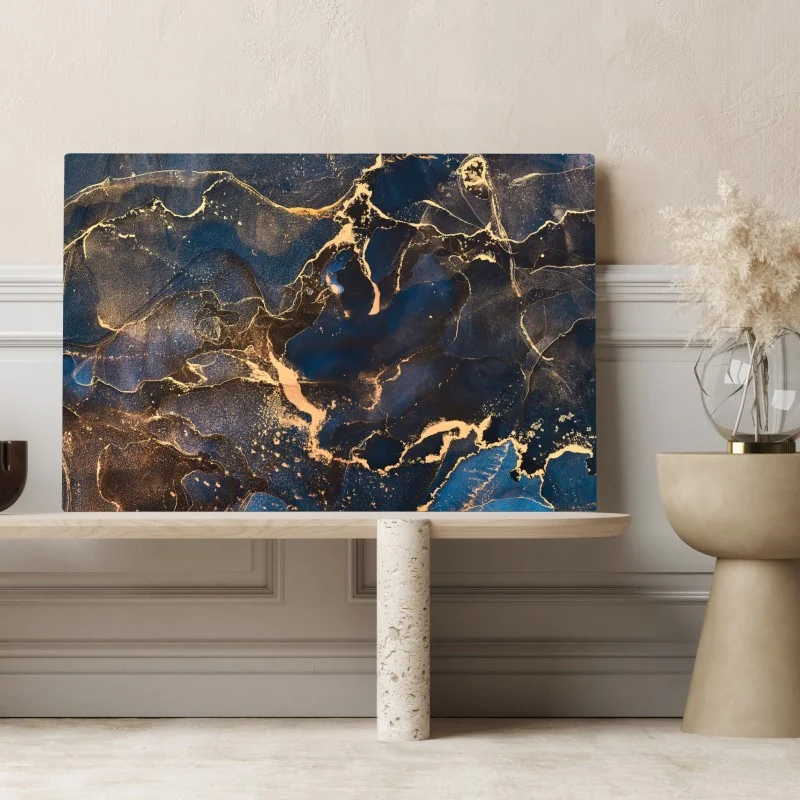 Obraz na płótnie nocny marmur ze złotymi żyłkami – Wallissimo® Obraz na płótnie nocny marmur ze złotymi żyłkami – Wallissimo®
