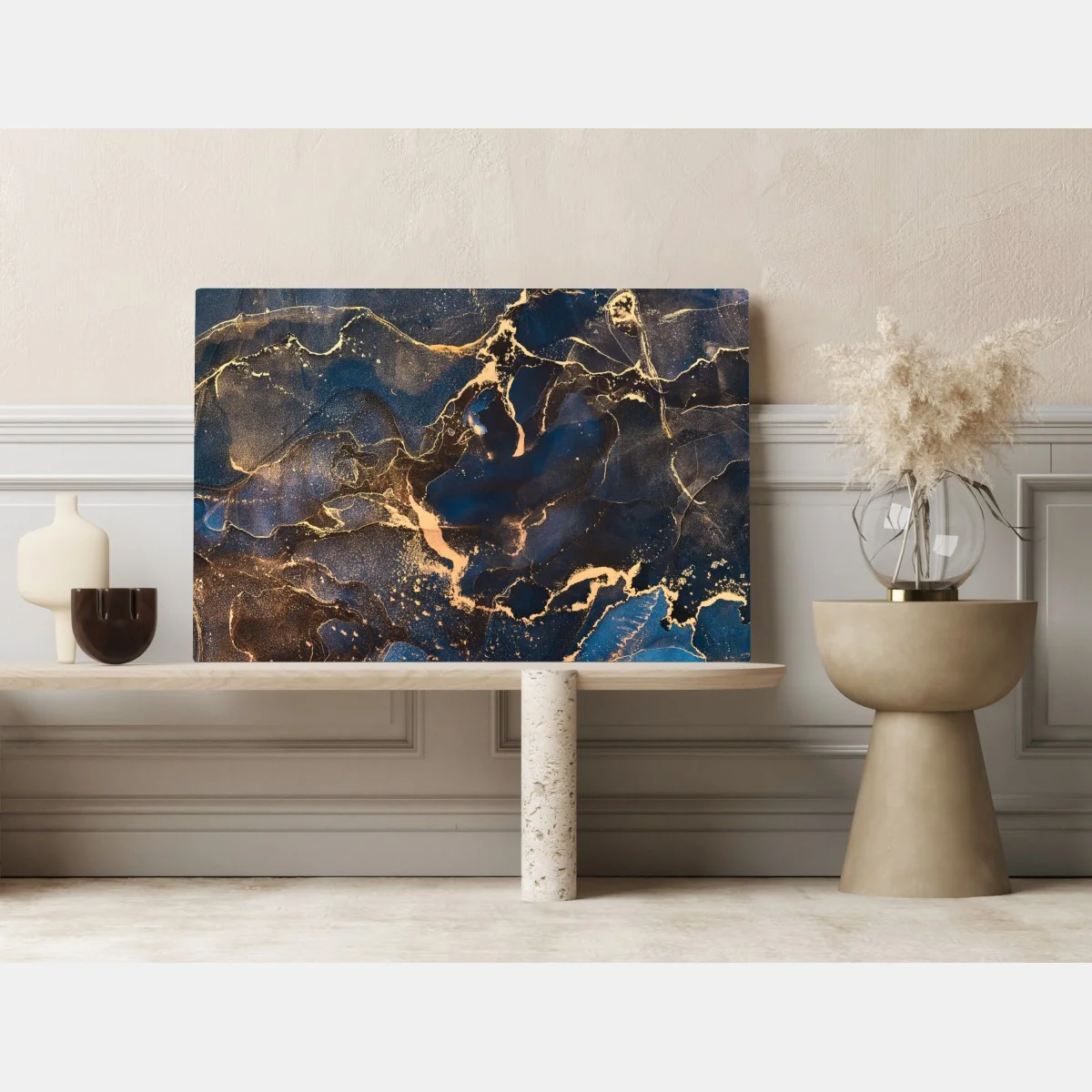 Obraz na płótnie nocny marmur ze złotymi żyłkami – Wallissimo® Obraz na płótnie nocny marmur ze złotymi żyłkami – Wallissimo®