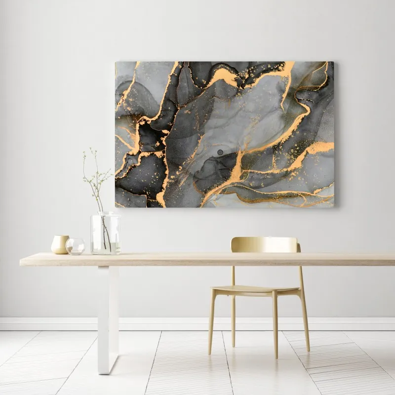 Obraz na płótnie szary marmur ze złotymi żyłkami – Wallissimo® Obraz na płótnie szary marmur ze złotymi żyłkami – Wallissimo®