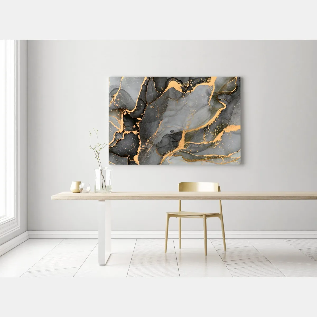 Obraz na płótnie szary marmur ze złotymi żyłkami – Wallissimo® Obraz na płótnie szary marmur ze złotymi żyłkami – Wallissimo®
