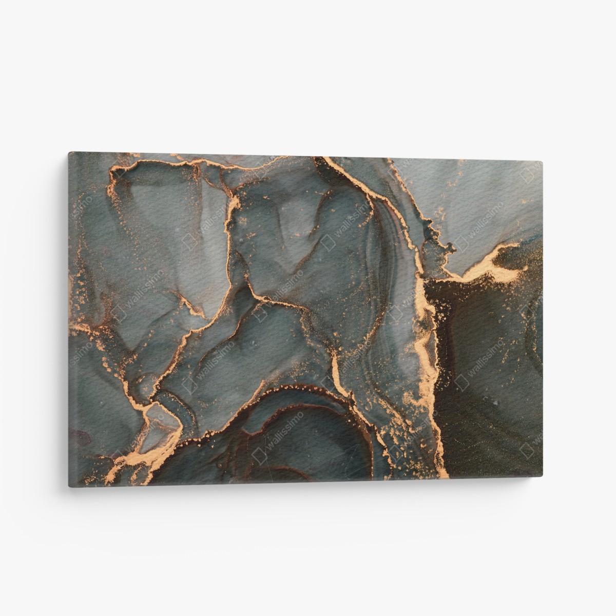 Canvas print luxury turquoise abstract with gold veins