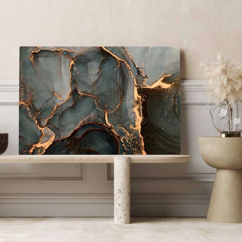 Obraz na płótnie luksusowa abstrakcja turkus z złotymi żyłami – Wallissimo® Obraz na płótnie luksusowa abstrakcja turkus z złotymi żyłami – Wallissimo®