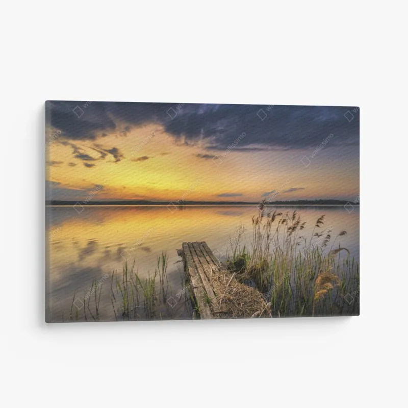 Obraz na płótnie panorama miasta odbita w wodzie o zmierzchu – Wallissimo®