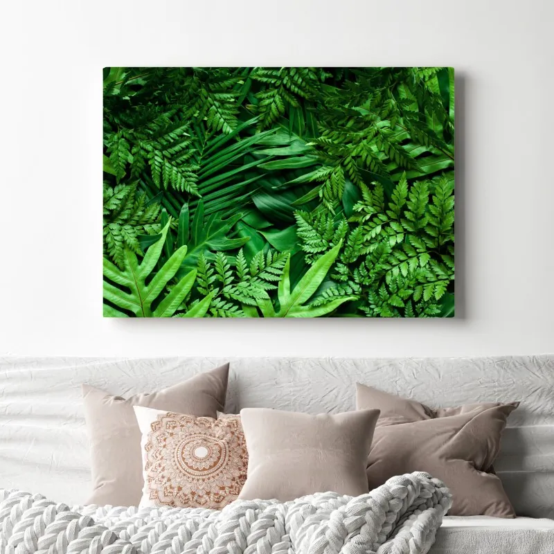 Obraz na płótnie bujny zielony wzór liści – Wallissimo® Obraz na płótnie bujny zielony wzór liści – Wallissimo®