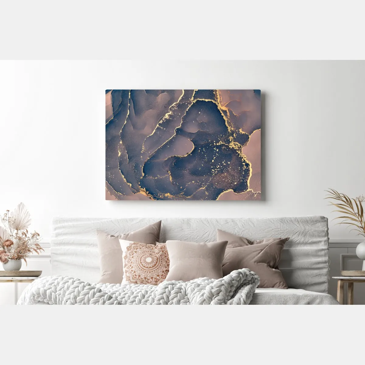 Obraz na płótnie granatowo-złota marmurowa abstrakcja – Wallissimo® Obraz na płótnie granatowo-złota marmurowa abstrakcja – Wallissimo®