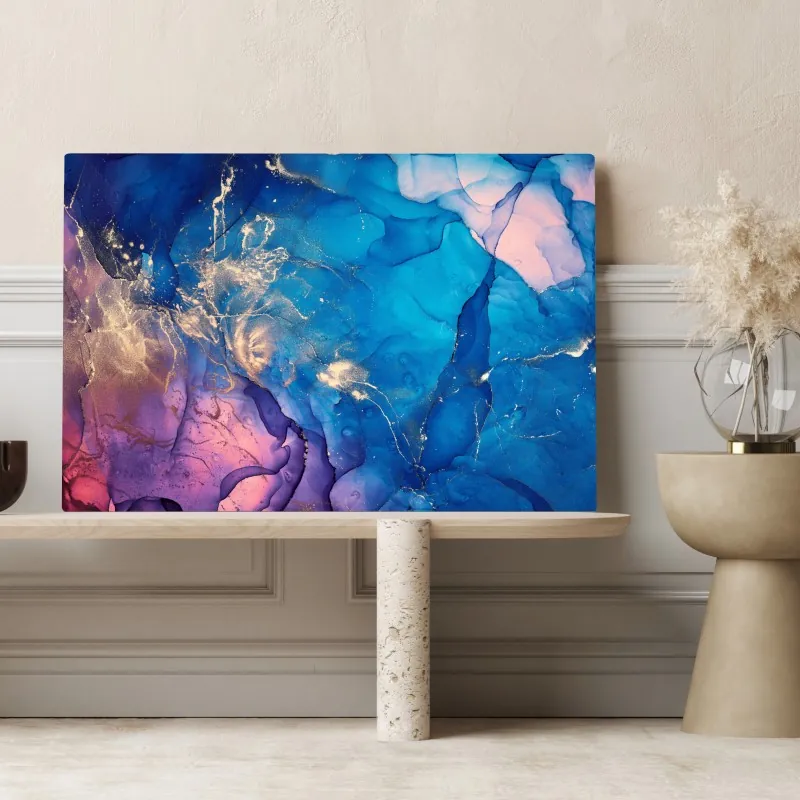 Obraz na płótnie niebieska marmurowa abstrakcja z atramentu alkoholowego – Wallissimo® Obraz na płótnie niebieska marmurowa abstrakcja z atramentu alkoholowego – Wallissimo®