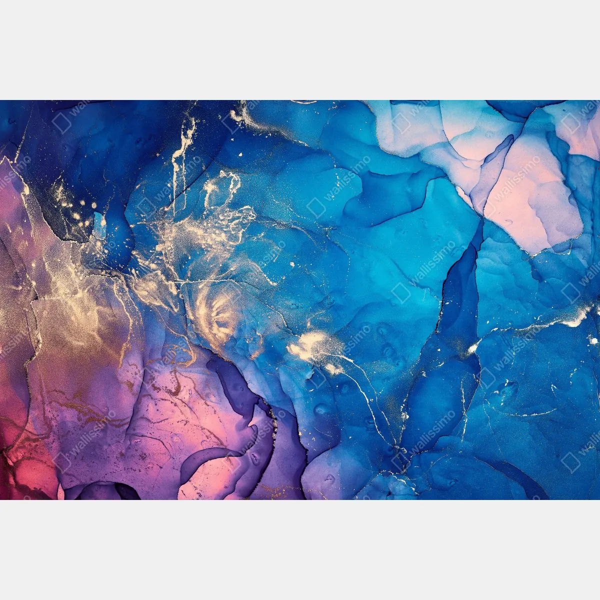 Obraz na płótnie niebieska marmurowa abstrakcja z atramentu alkoholowego – Wallissimo® Obraz na płótnie niebieska marmurowa abstrakcja z atramentu alkoholowego – Wallissimo®