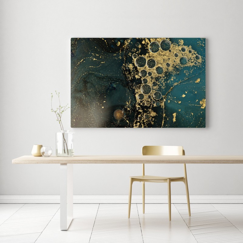 Obraz na płótnie turkusowo-złota abstrakcyjna marmurkowa faktura – Wallissimo® Obraz na płótnie turkusowo-złota abstrakcyjna marmurkowa faktura – Wallissimo®