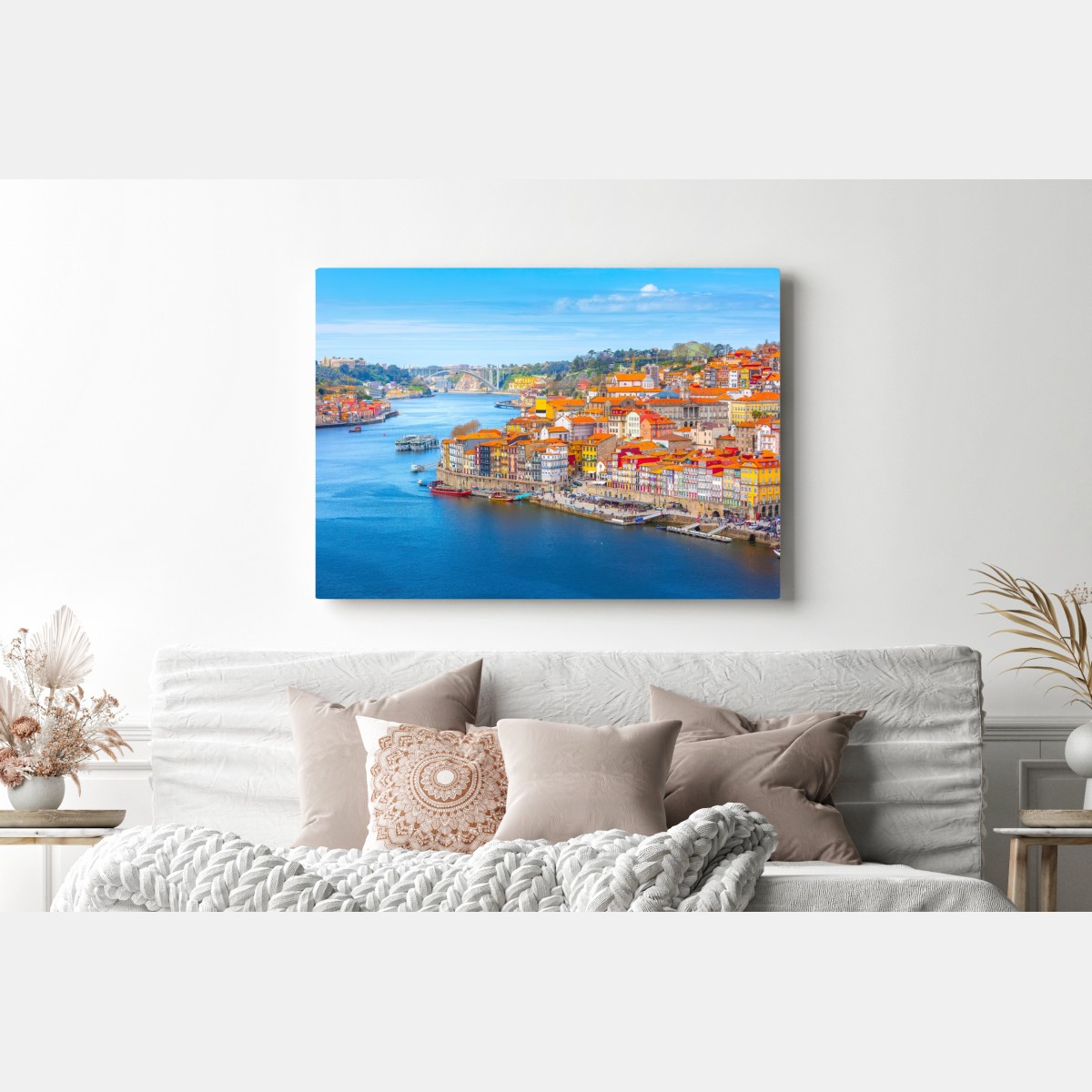 Obraz na płótnie panorama nabrzeża Porto – Wallissimo® Obraz na płótnie panorama nabrzeża Porto – Wallissimo®