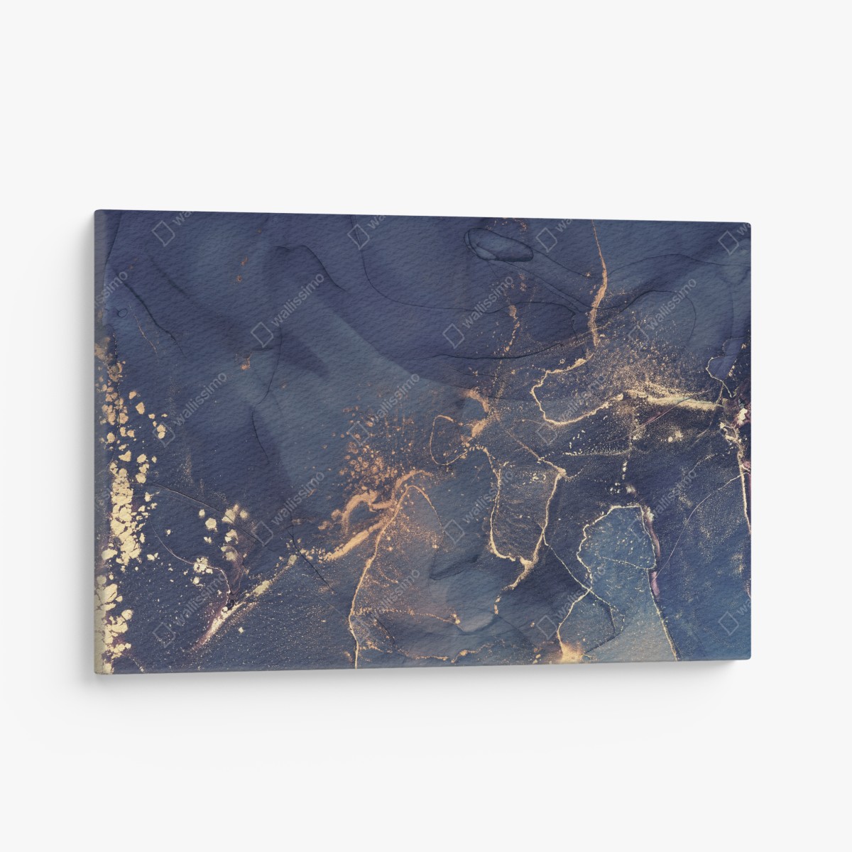 Canvas print navy marble abstract with gold veins