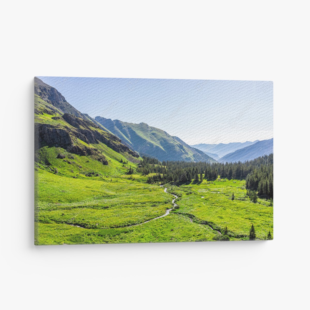 Canvas print serene alpine valley landscape