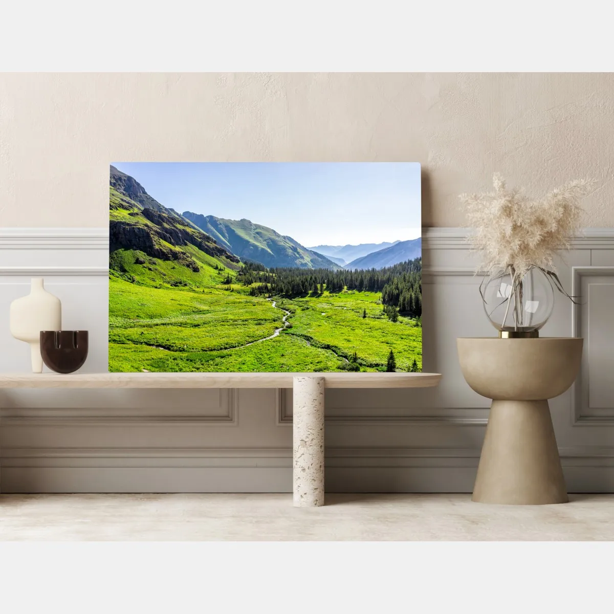 Obraz na płótnie spokojna alpejska dolina – Wallissimo® Obraz na płótnie spokojna alpejska dolina – Wallissimo®
