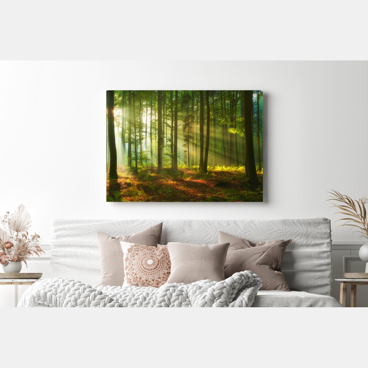 Obraz na płótnie poranne światło w zielonym lesie – Wallissimo® Obraz na płótnie poranne światło w zielonym lesie – Wallissimo®