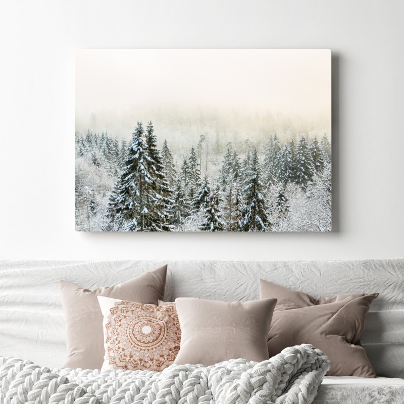 Obraz na płótnie zimowy las w delikatnej mgle – Wallissimo® Obraz na płótnie zimowy las w delikatnej mgle – Wallissimo®