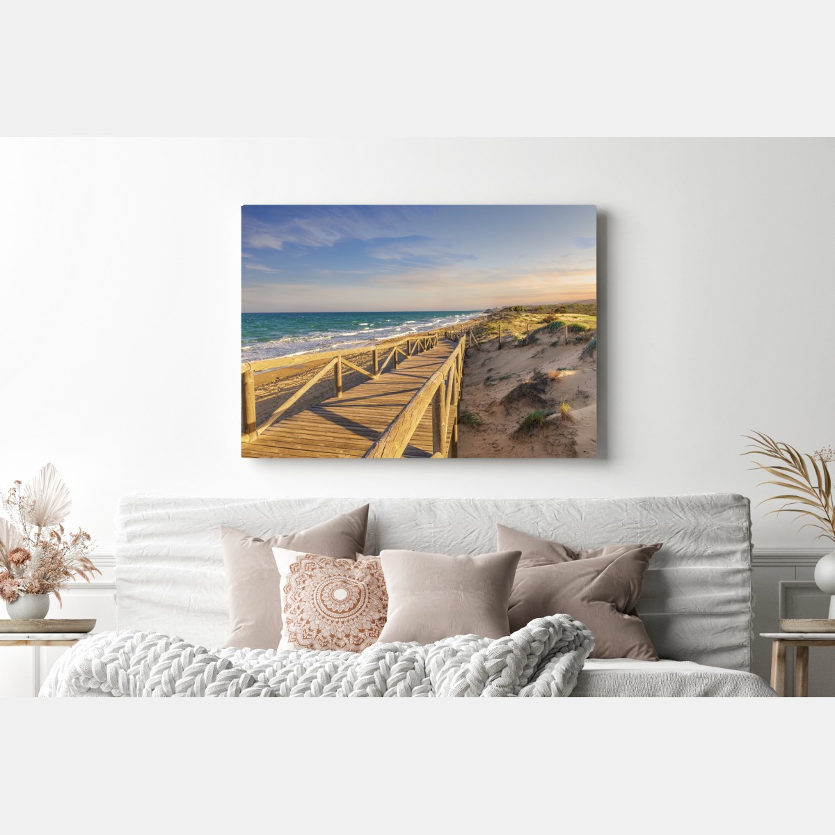 Obraz na płótnie drewniany pomost na plażę w Guardamar – Wallissimo® Obraz na płótnie drewniany pomost na plażę w Guardamar – Wallissimo®