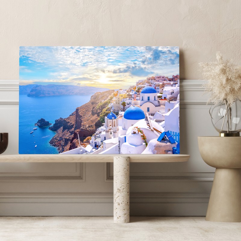 Obraz na płótnie słoneczna wieś Oia na kalderze Santorini – Wallissimo® Obraz na płótnie słoneczna wieś Oia na kalderze Santorini – Wallissimo®