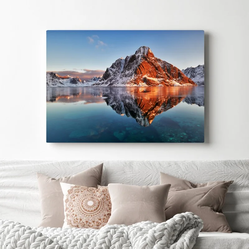 Obraz na płótnie Lofoty wschód słońca nad górami – Wallissimo® Obraz na płótnie Lofoty wschód słońca nad górami – Wallissimo®