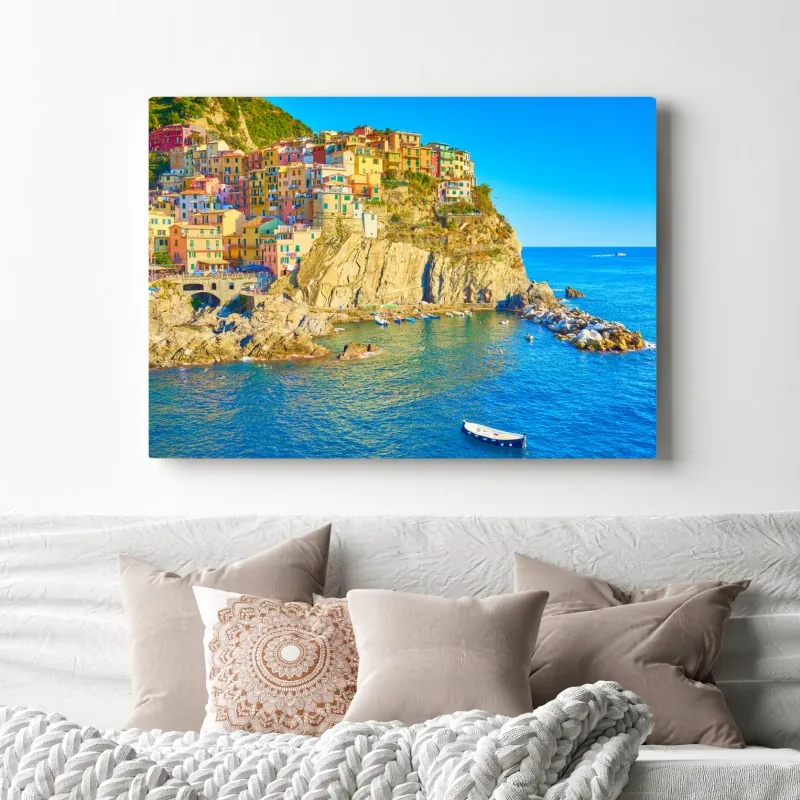 Obraz na płótnie kolorowa wioska nadmorska Cinque Terre – Wallissimo® Obraz na płótnie kolorowa wioska nadmorska Cinque Terre – Wallissimo®