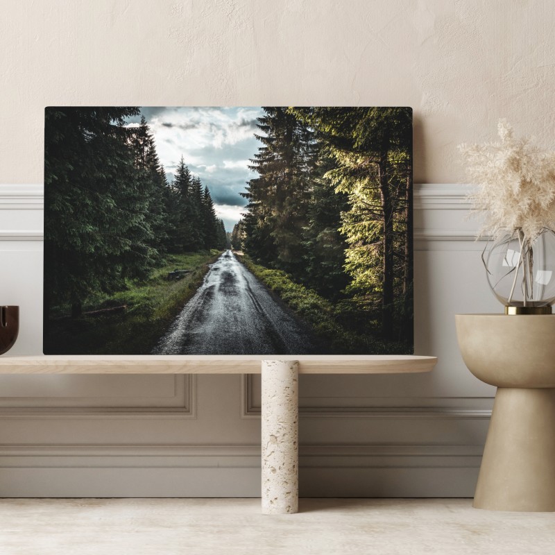 Obraz na płótnie leśna droga wśród sosen – Wallissimo® Obraz na płótnie leśna droga wśród sosen – Wallissimo®