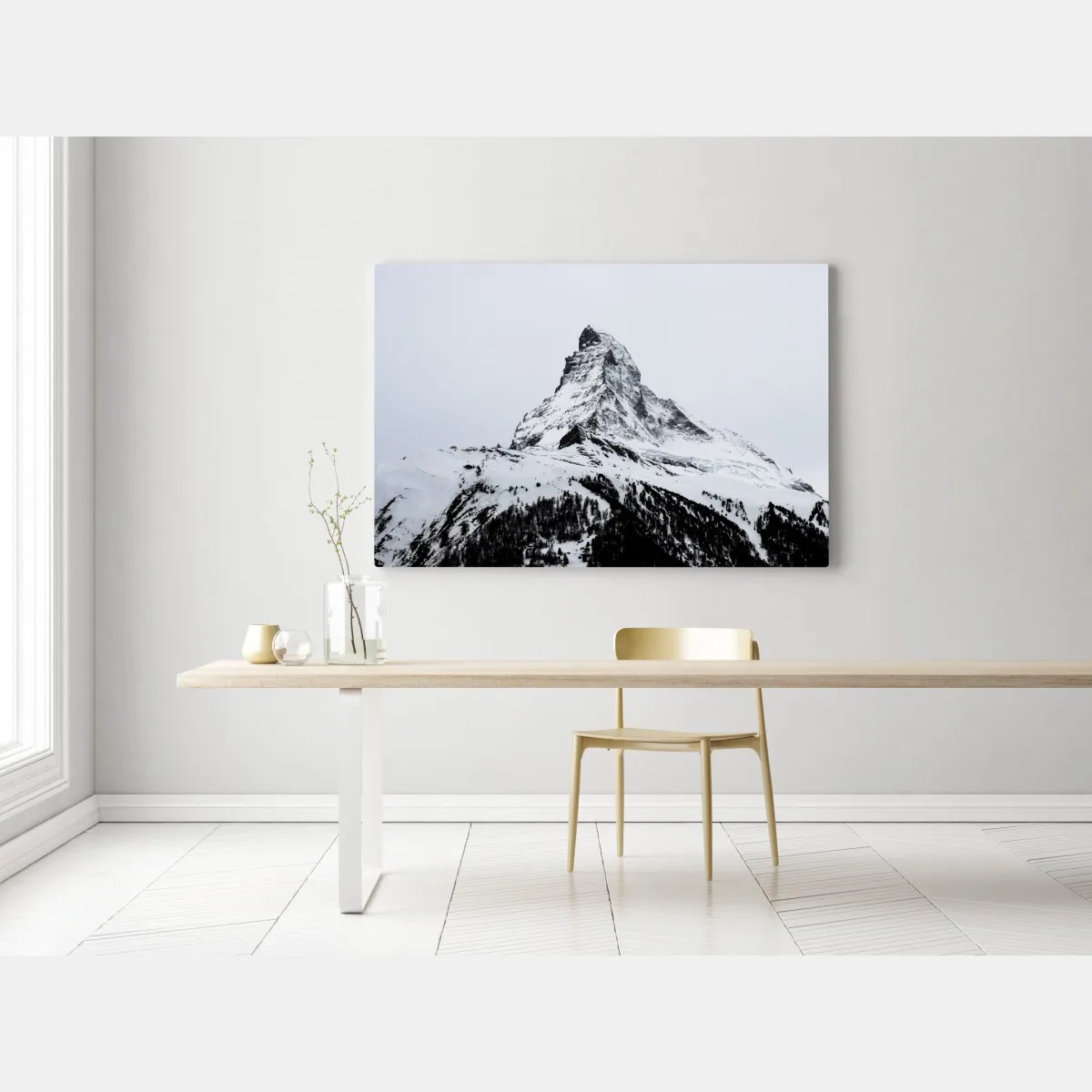 Obraz na płótnie samotny pokryty śniegiem szczyt górski – Wallissimo® Obraz na płótnie samotny pokryty śniegiem szczyt górski – Wallissimo®