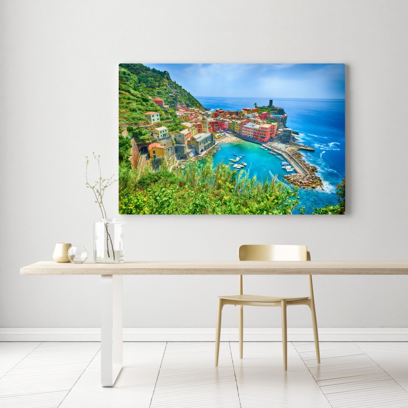 Obraz na płótnie Vernazza kolorowa wioska nadmorska, Włochy – Wallissimo® Obraz na płótnie Vernazza kolorowa wioska nadmorska, Włochy – Wallissimo®