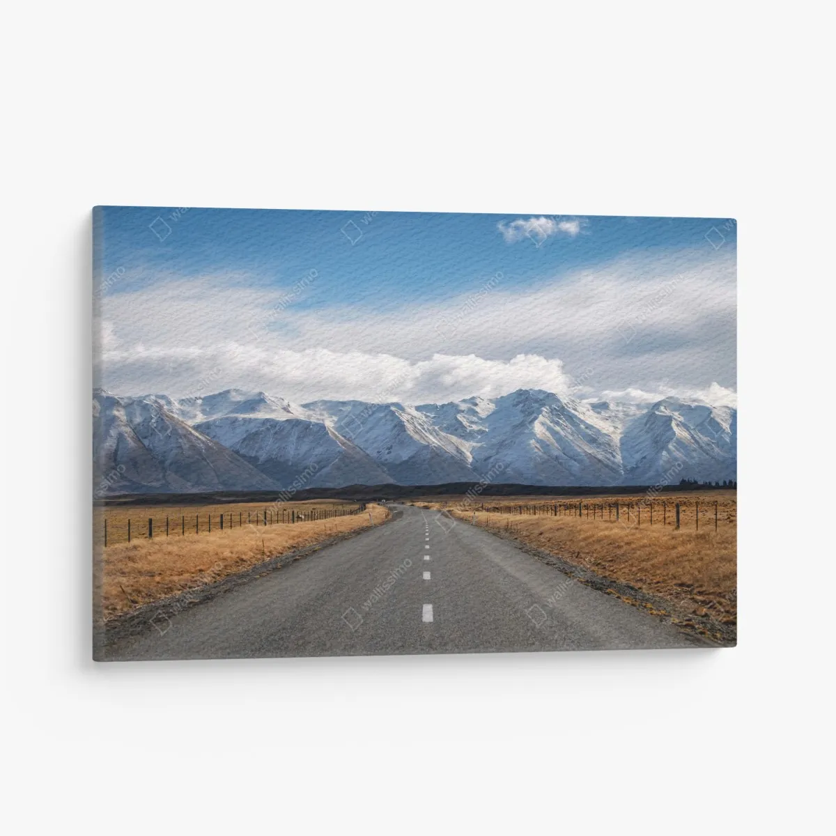 Obraz na płótnie droga prowadząca do ośnieżonych gór, Nowa Zelandia – Wallissimo® Obraz na płótnie droga prowadząca do ośnieżonych gór, Nowa Zelandia – Wallissimo®