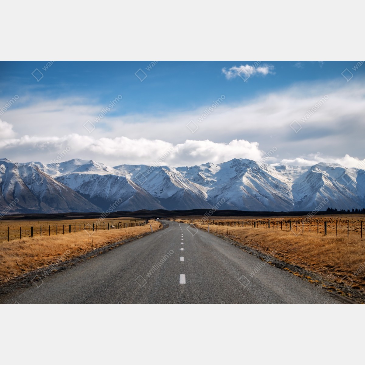 Obraz na płótnie droga prowadząca do ośnieżonych gór, Nowa Zelandia – Wallissimo® Obraz na płótnie droga prowadząca do ośnieżonych gór, Nowa Zelandia – Wallissimo®