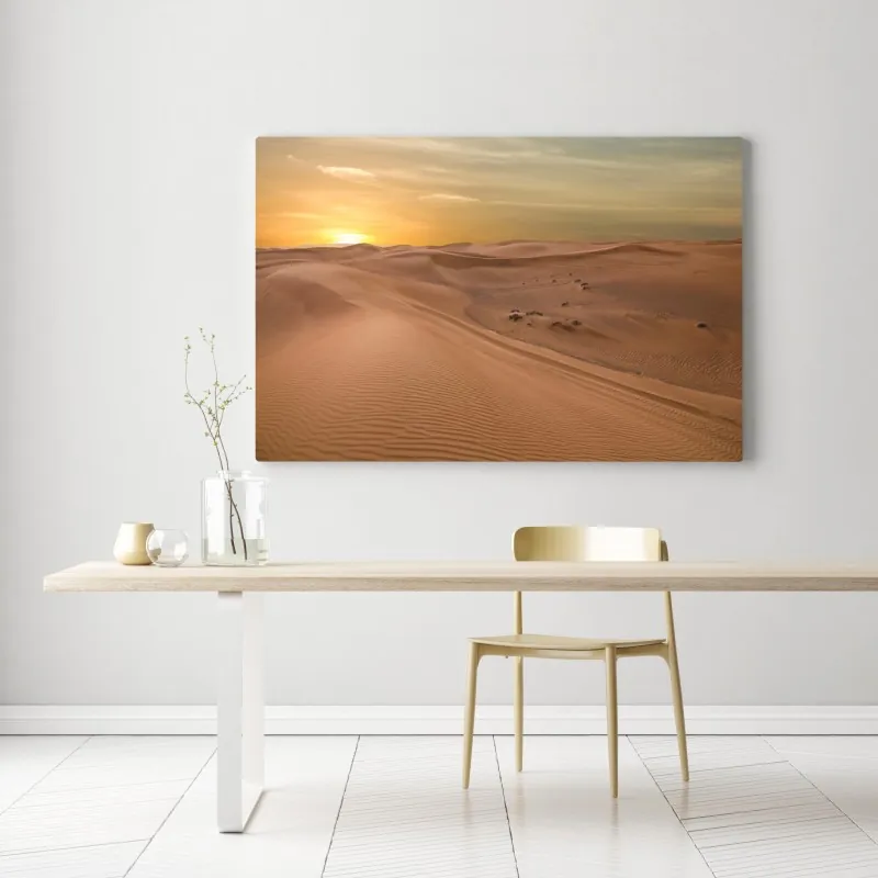 Obraz na płótnie zachód słońca nad pustynią ZEA – Wallissimo® Obraz na płótnie zachód słońca nad pustynią ZEA – Wallissimo®