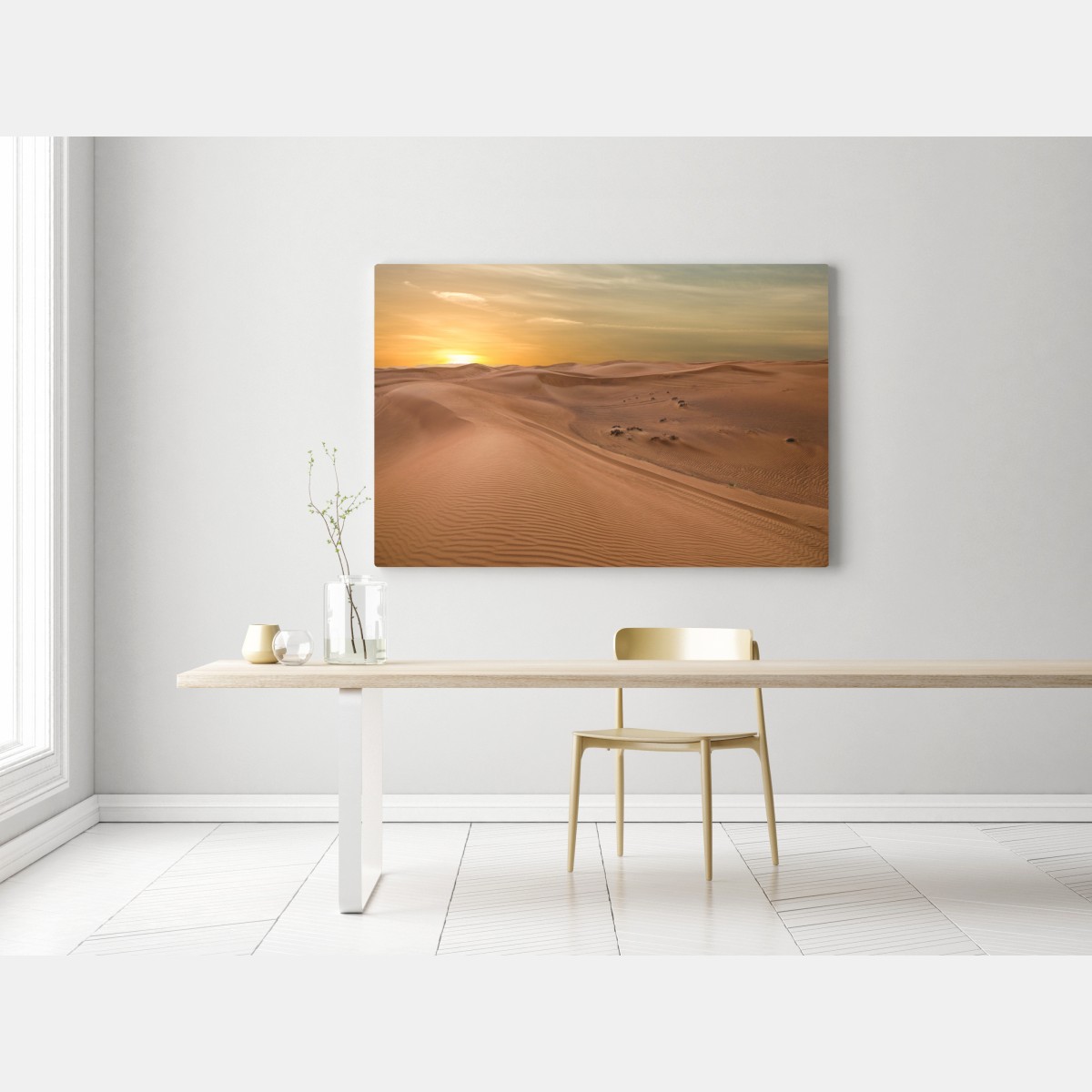 Obraz na płótnie zachód słońca nad pustynią ZEA – Wallissimo® Obraz na płótnie zachód słońca nad pustynią ZEA – Wallissimo®