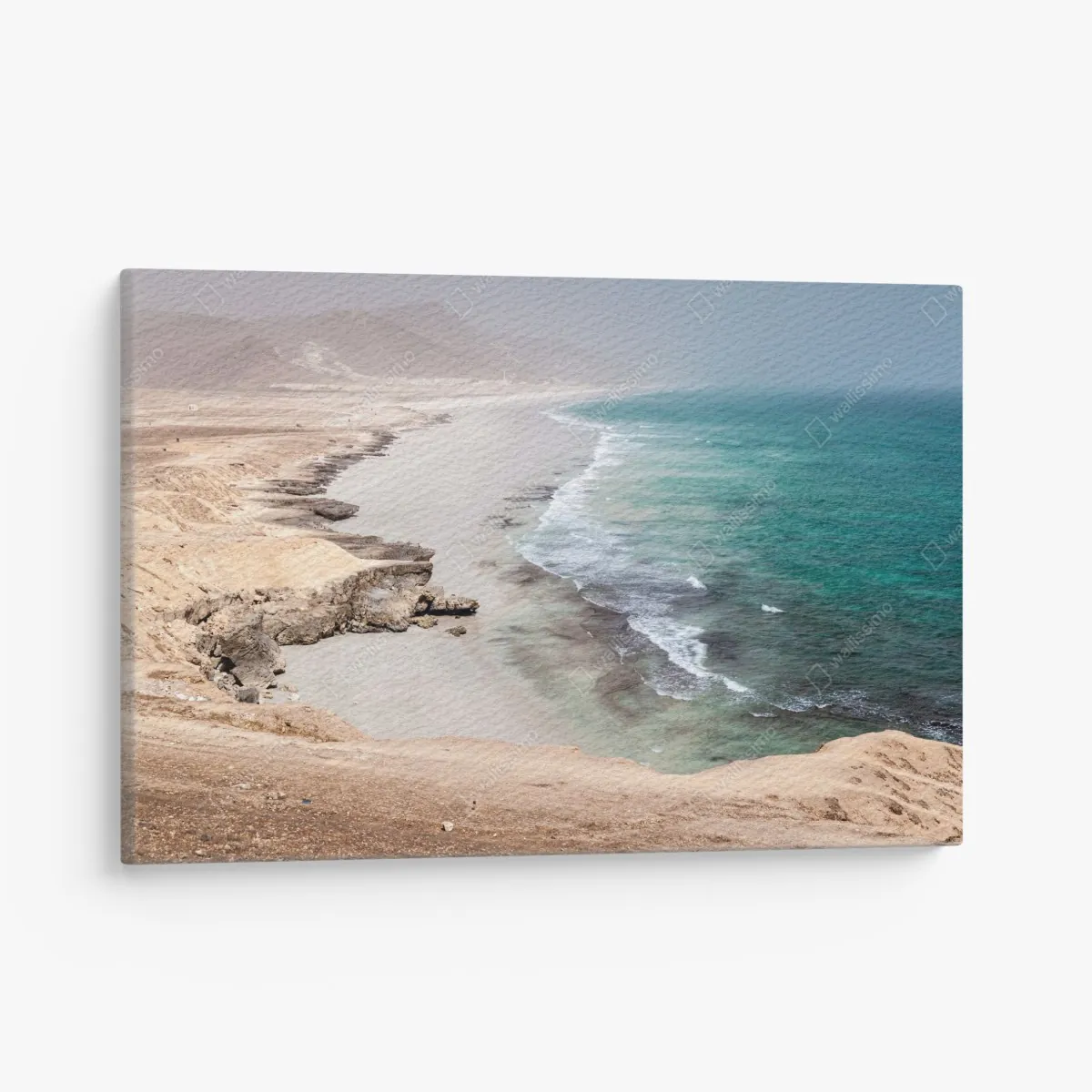 Obraz na płótnie spokojne turkusowe wybrzeże nad pustynnymi klifami – Wallissimo® Obraz na płótnie spokojne turkusowe wybrzeże nad pustynnymi klifami – Wallissimo®