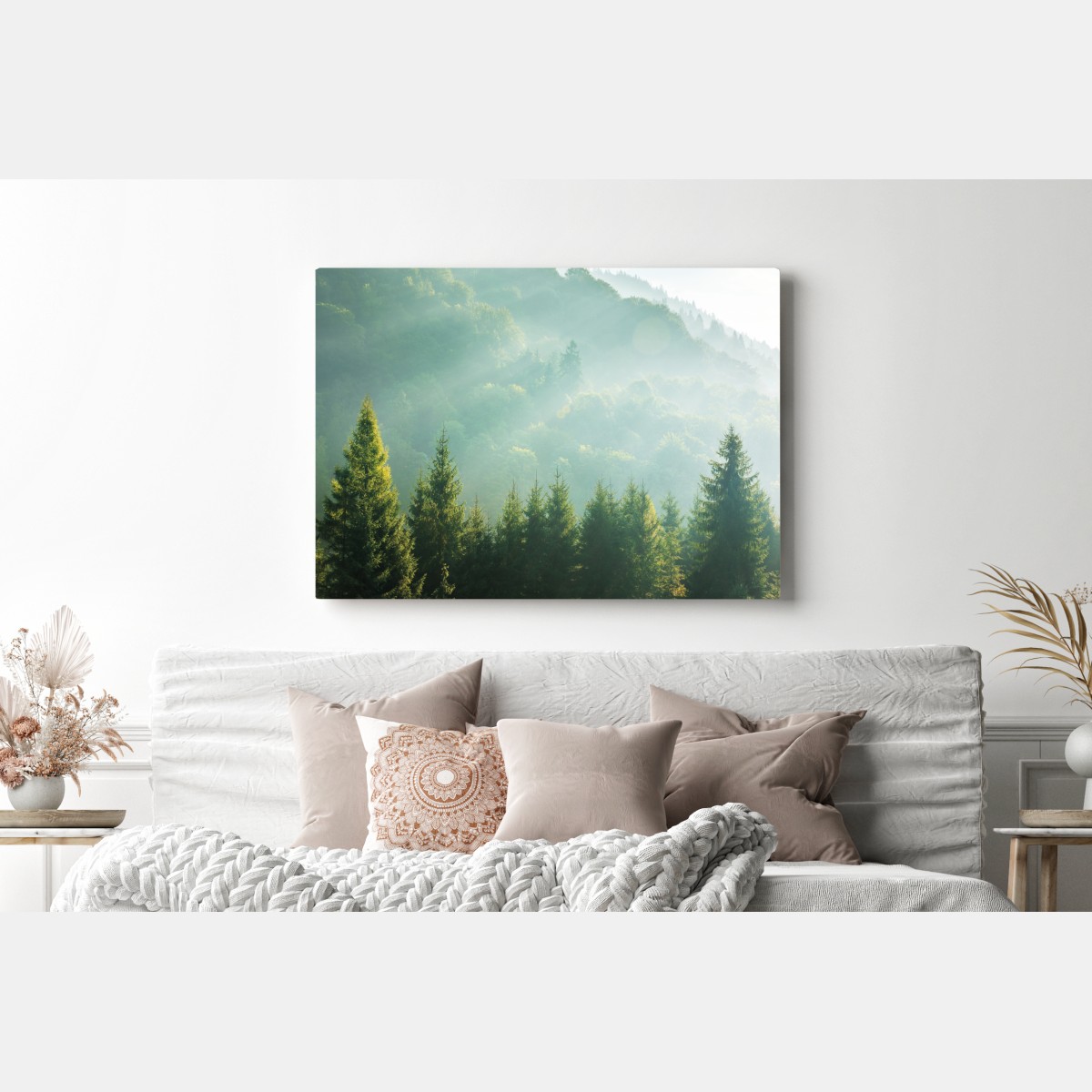 Obraz na płótnie mglista korona świerków o poranku – Wallissimo® Obraz na płótnie mglista korona świerków o poranku – Wallissimo®