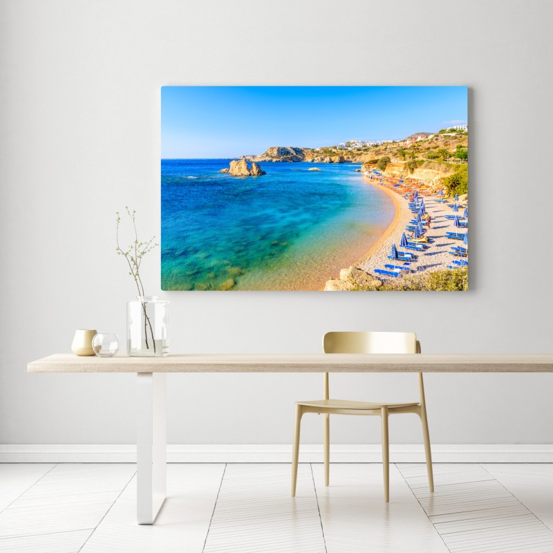 Obraz na płótnie plaża Ammopi, Karpathos błękitna zatoka – Wallissimo® Obraz na płótnie plaża Ammopi, Karpathos błękitna zatoka – Wallissimo®