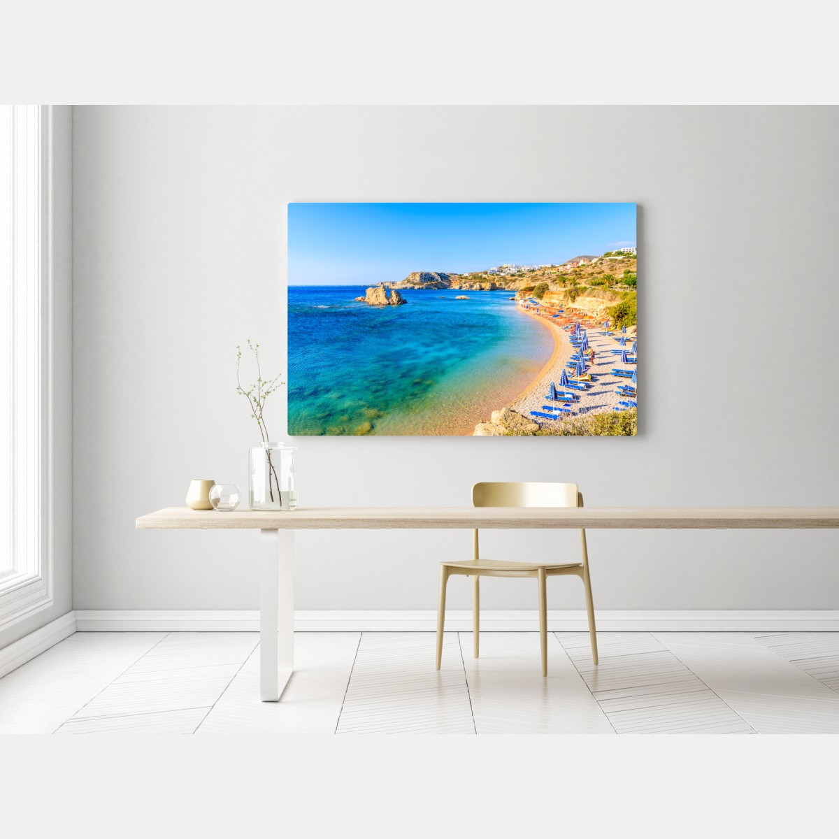 Obraz na płótnie plaża Ammopi, Karpathos błękitna zatoka – Wallissimo® Obraz na płótnie plaża Ammopi, Karpathos błękitna zatoka – Wallissimo®