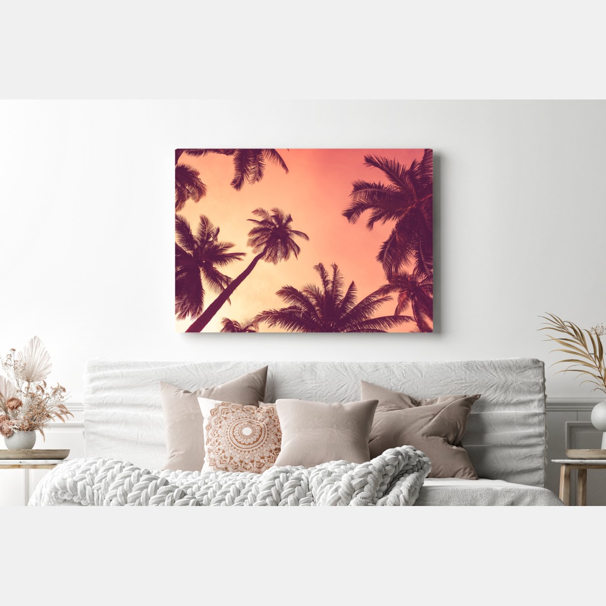 Obraz na płótnie tropikalne palmy o zachodzie słońca – Wallissimo® Obraz na płótnie tropikalne palmy o zachodzie słońca – Wallissimo®