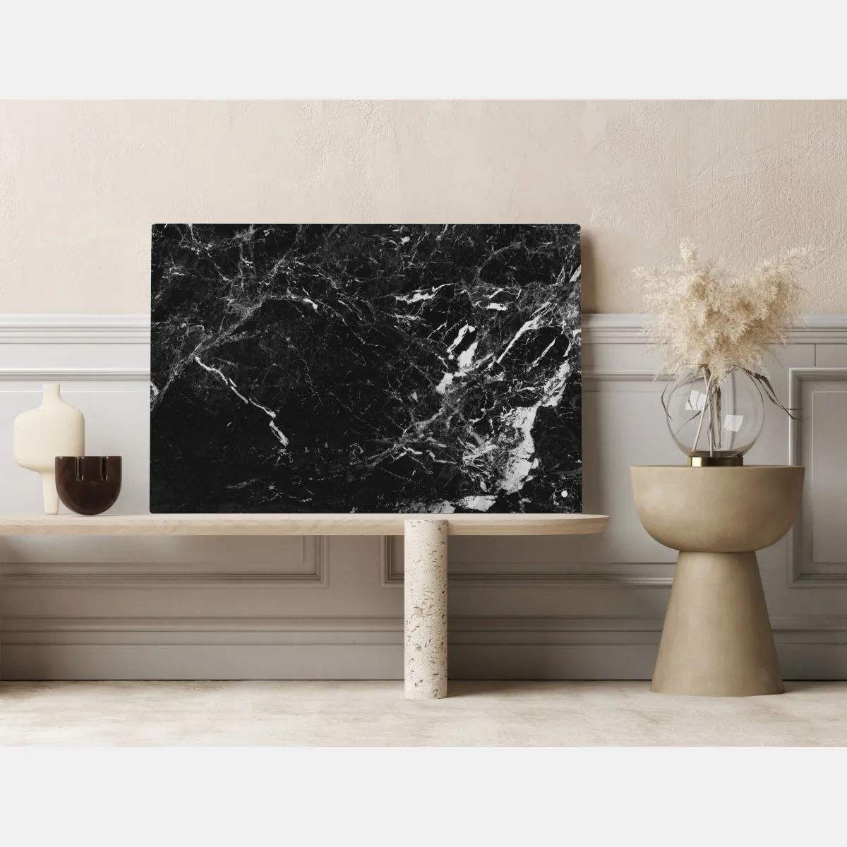 Obraz na płótnie czarny marmur z białymi żyłkami – Wallissimo® Obraz na płótnie czarny marmur z białymi żyłkami – Wallissimo®