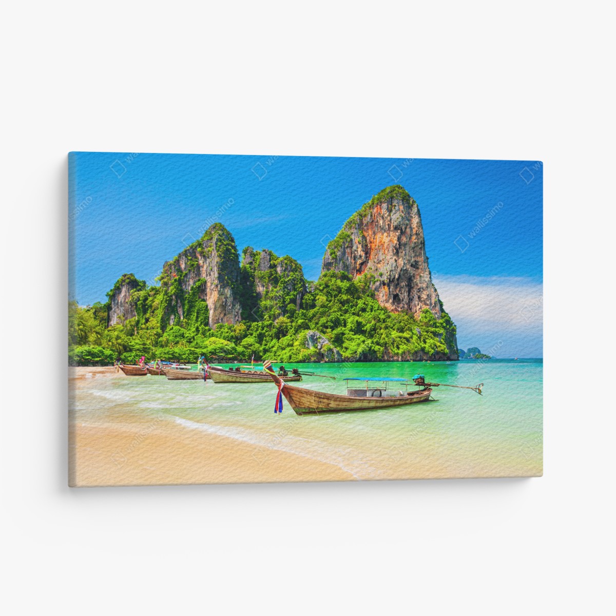 Canvas print longtail boats at a tropical beach, Thailand