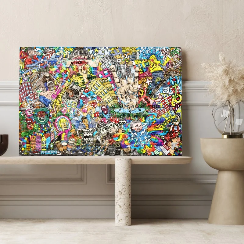 Obraz na płótnie kolorowy miejski mural muzyczny – Wallissimo® Obraz na płótnie kolorowy miejski mural muzyczny – Wallissimo®