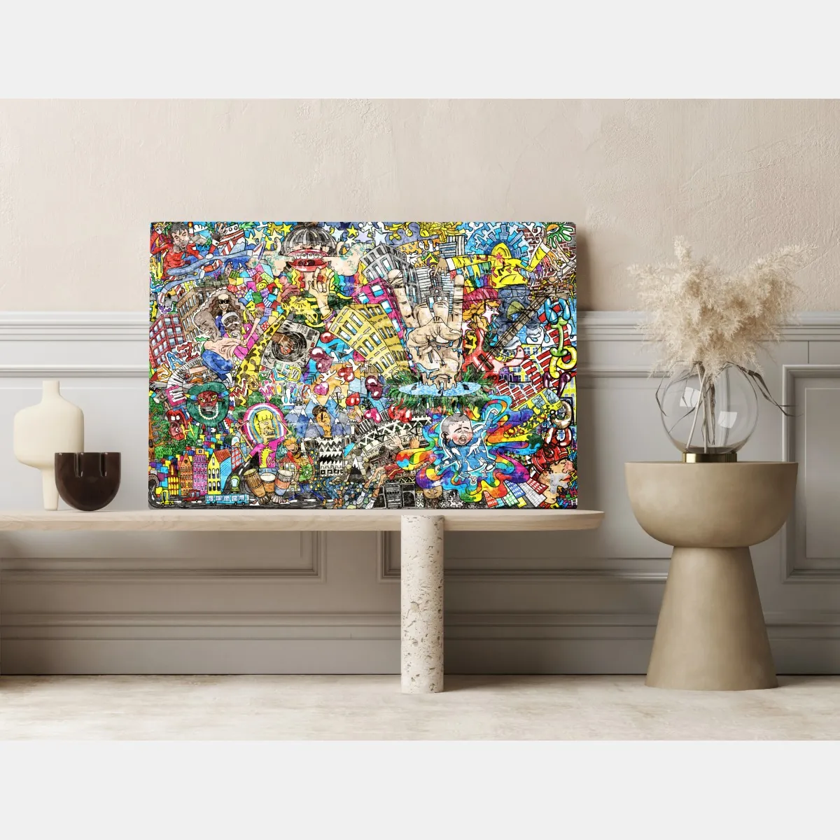 Obraz na płótnie kolorowy miejski mural muzyczny – Wallissimo® Obraz na płótnie kolorowy miejski mural muzyczny – Wallissimo®