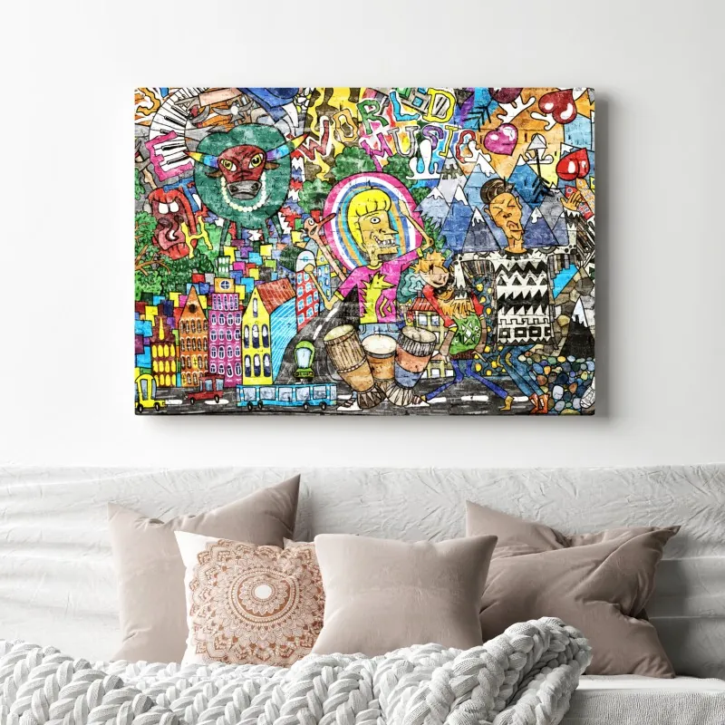 Obraz na płótnie kolorowy mural uliczny – Wallissimo® Obraz na płótnie kolorowy mural uliczny – Wallissimo®