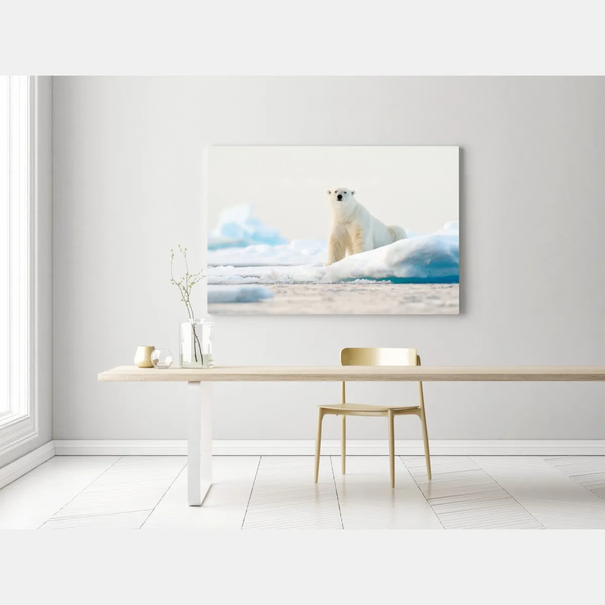 Obraz na płótnie niedźwiedź polarny na lodzie, Svalbard – Wallissimo® Obraz na płótnie niedźwiedź polarny na lodzie, Svalbard – Wallissimo®