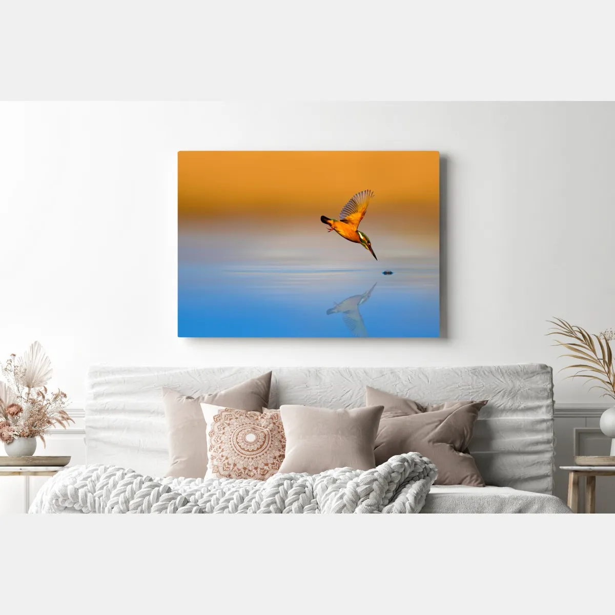 Obraz na płótnie zimorodek nurkujący nad wodą – Wallissimo® Obraz na płótnie zimorodek nurkujący nad wodą – Wallissimo®