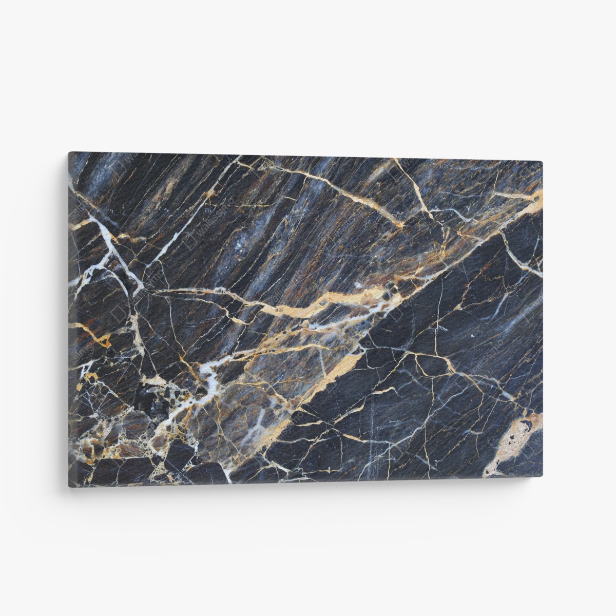 Canvas print dark marble with gold and cream veins