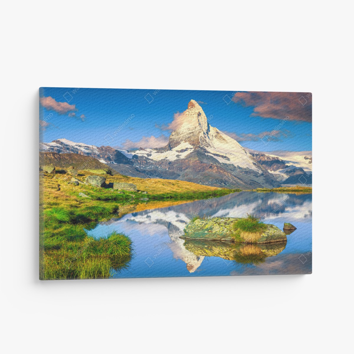 Canvas print majestic Matterhorn reflected in alpine lake
