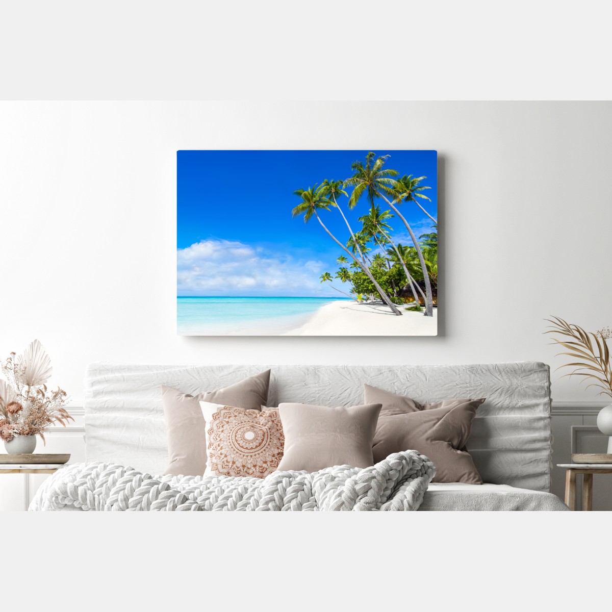 Obraz na płótnie tropikalna plaża z palmami – Wallissimo® Obraz na płótnie tropikalna plaża z palmami – Wallissimo®