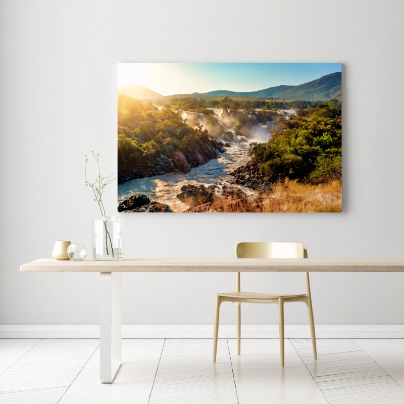 Obraz na płótnie wschód słońca nad Wodospadami Epupa – Wallissimo® Obraz na płótnie wschód słońca nad Wodospadami Epupa – Wallissimo®