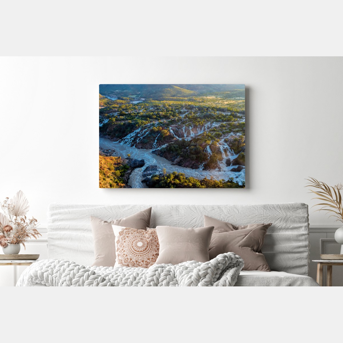 Obraz na płótnie wschód słońca nad Epupa Falls i rzeką Kunene – Wallissimo® Obraz na płótnie wschód słońca nad Epupa Falls i rzeką Kunene – Wallissimo®