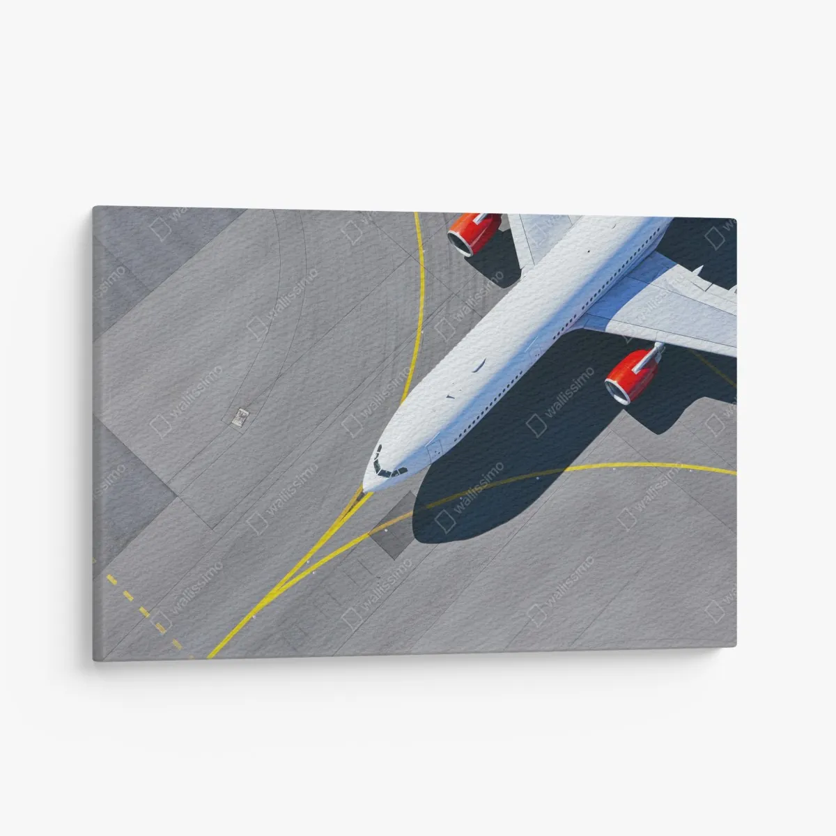 Obraz na płótnie widok z lotu ptaka na samolot na płycie lotniska – Wallissimo® Obraz na płótnie widok z lotu ptaka na samolot na płycie lotniska – Wallissimo®